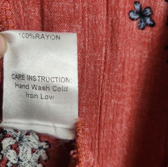 Floral Kimono Wrap Cover-up Midi Flowy 3/4 Sleeve Catch Me Medium Coral Pink - Picture 9 of 9